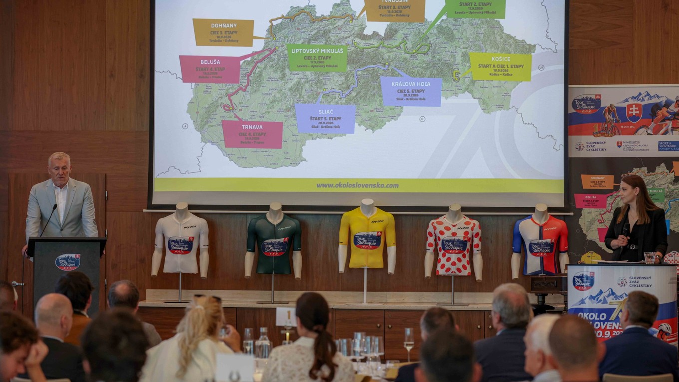 Záber z tlačovej konferencie k predstaveniu trasy 70. ročníka Okolo Slovenska.