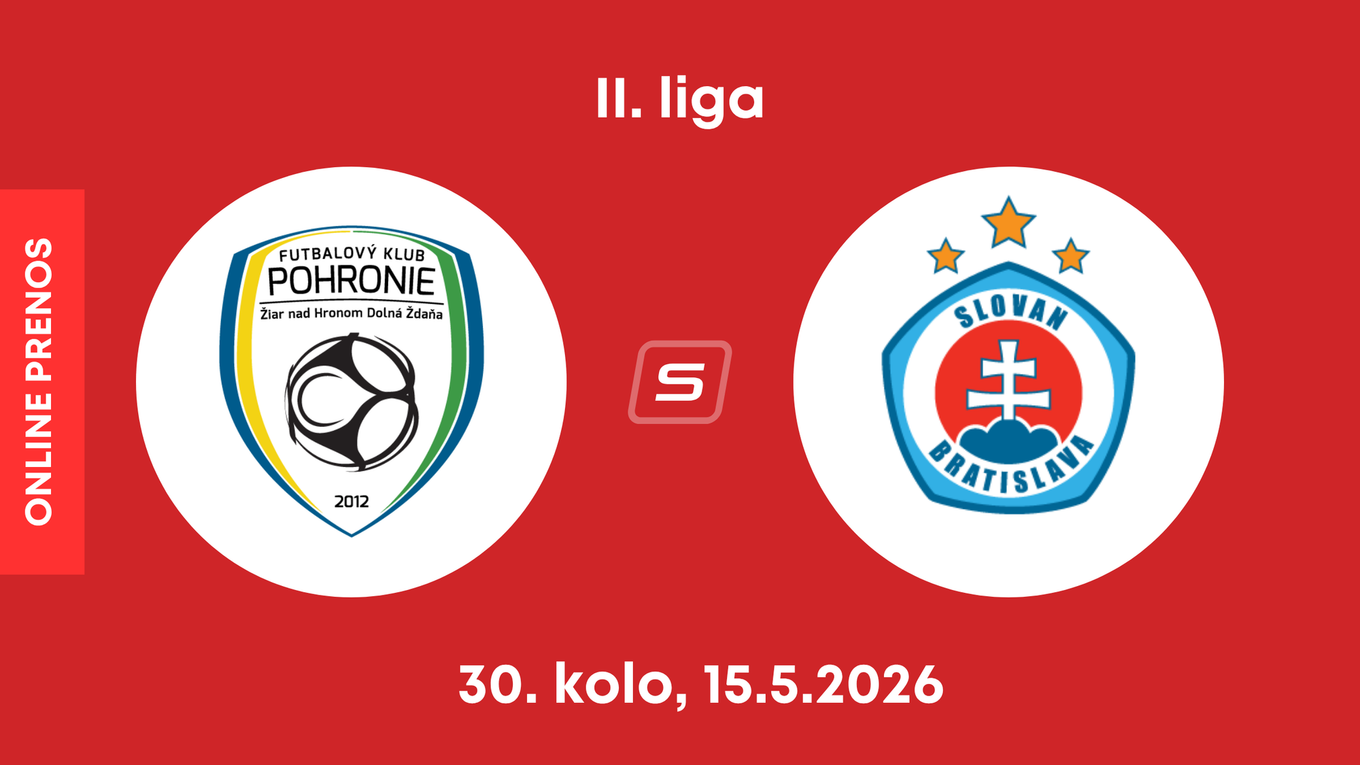 FK Pohronie - ŠK Slovan Bratislava B: ONLINE prenos zo zápasu 30. kola II. ligy.