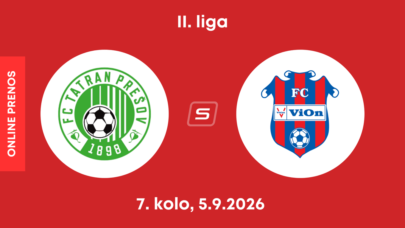 FC Tatran Prešov - FC ViOn Zlaté Moravce: ONLINE prenos zo zápasu 7. kola II. ligy.