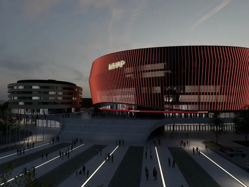 Vizuálny návrh novej arény v Pardubiciach. 