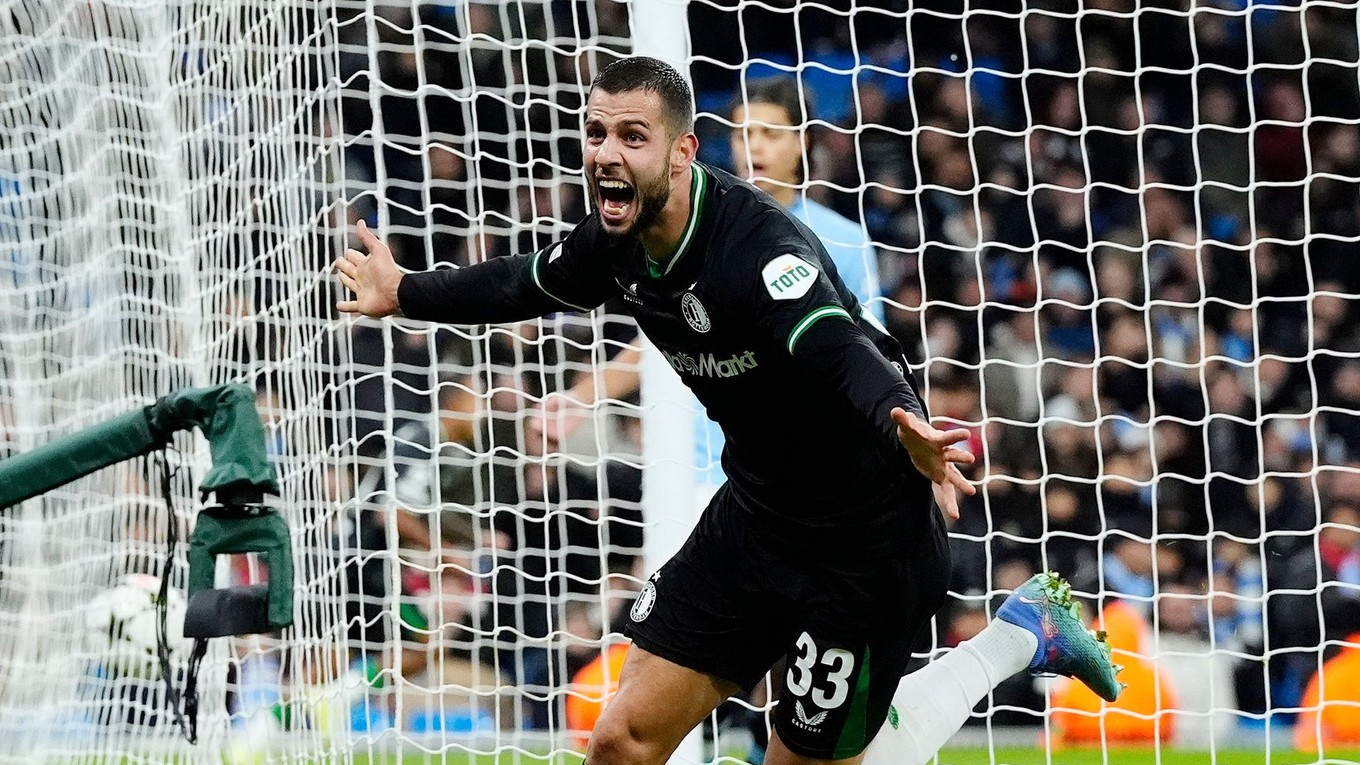 Dávid Hancko po vyrovnávajúcom góle proti Manchestru City na 3:3 v Lige majstrov.