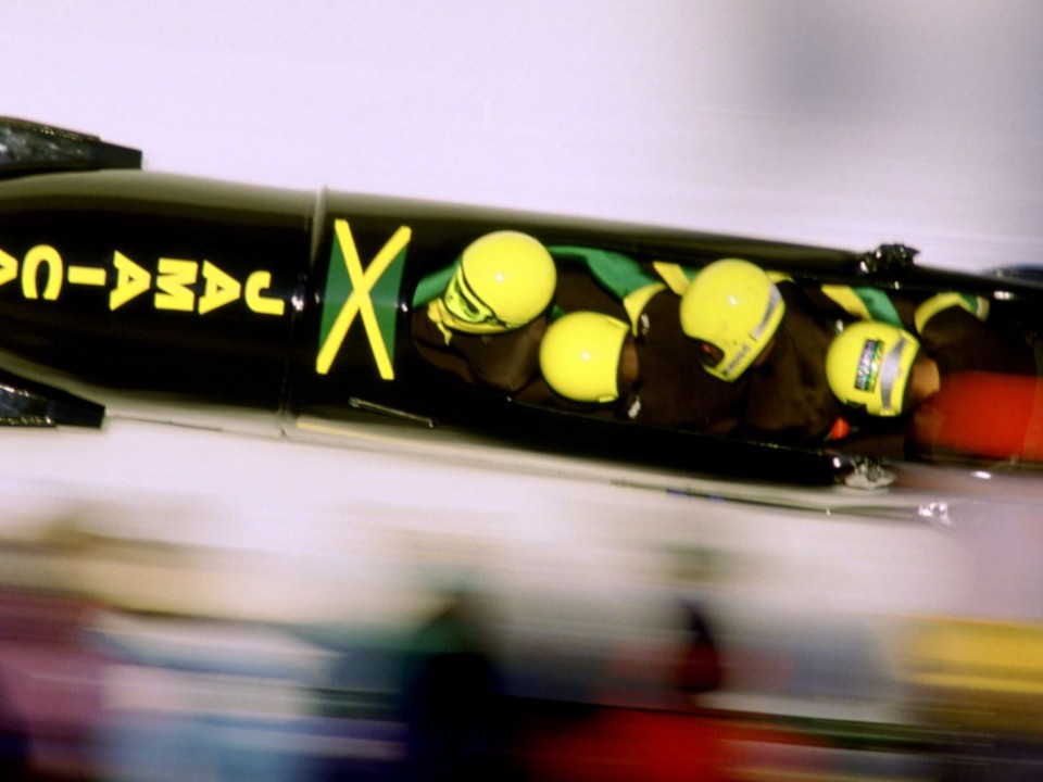 Jamajský štvorbob počas ZOH v Calgary v roku 1988. 