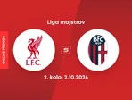 Liverpool FC - Bologna FC: ONLINE prenos zo zápasu 2. kola Ligy majstrov.