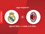 Real Madrid - AC Miláno: ONLINE prenos zo zápasu 4. kola Ligy majstrov.