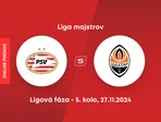 PSV Eindhoven - Šachtar Doneck: ONLINE prenos zo zápasu 5. kola ligovej fázy Ligy majstrov.