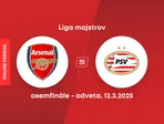 Arsenal FC - PSV Eindhoven: ONLINE prenos zo zápasu osemfinále Ligy majstrov.