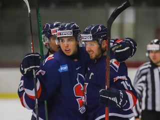 Hokejisti tímu Modré krídla Slovan.