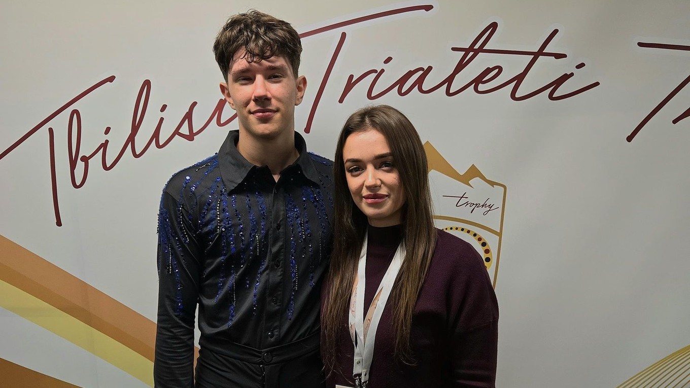 Adam Hagara s trénerkou a sestrou Alexandrou Hagarovou na Trialeti Trophy v Tbilisi.