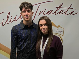 Adam Hagara s trénerkou a sestrou Alexandrou Hagarovou na Trialeti Trophy v Tbilisi.