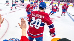 Momentka zo zápasu Montreal Canadies - Florida Panthers. Juraj Slafkovský strelil gól a pridal asistenciu.