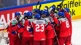 Hokejisti Česka po výhre nad Slovenskom na MS v hokeji.