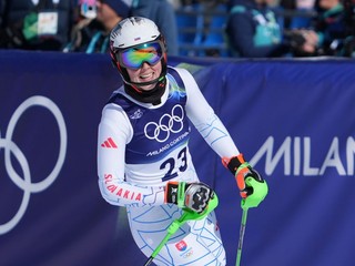 Slovenská lyžiarka Petra Vlhová po 2. kole slalomu žien na ZOH 2026.