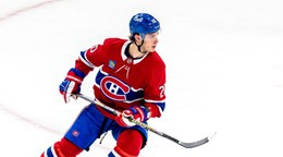 Juraj Slafkovský vo 4. zápase 1. kola play-off NHL: Montreal Canadiens - Washington Capitals.