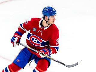 Juraj Slafkovský vo 4. zápase 1. kola play-off NHL: Montreal Canadiens - Washington Capitals.