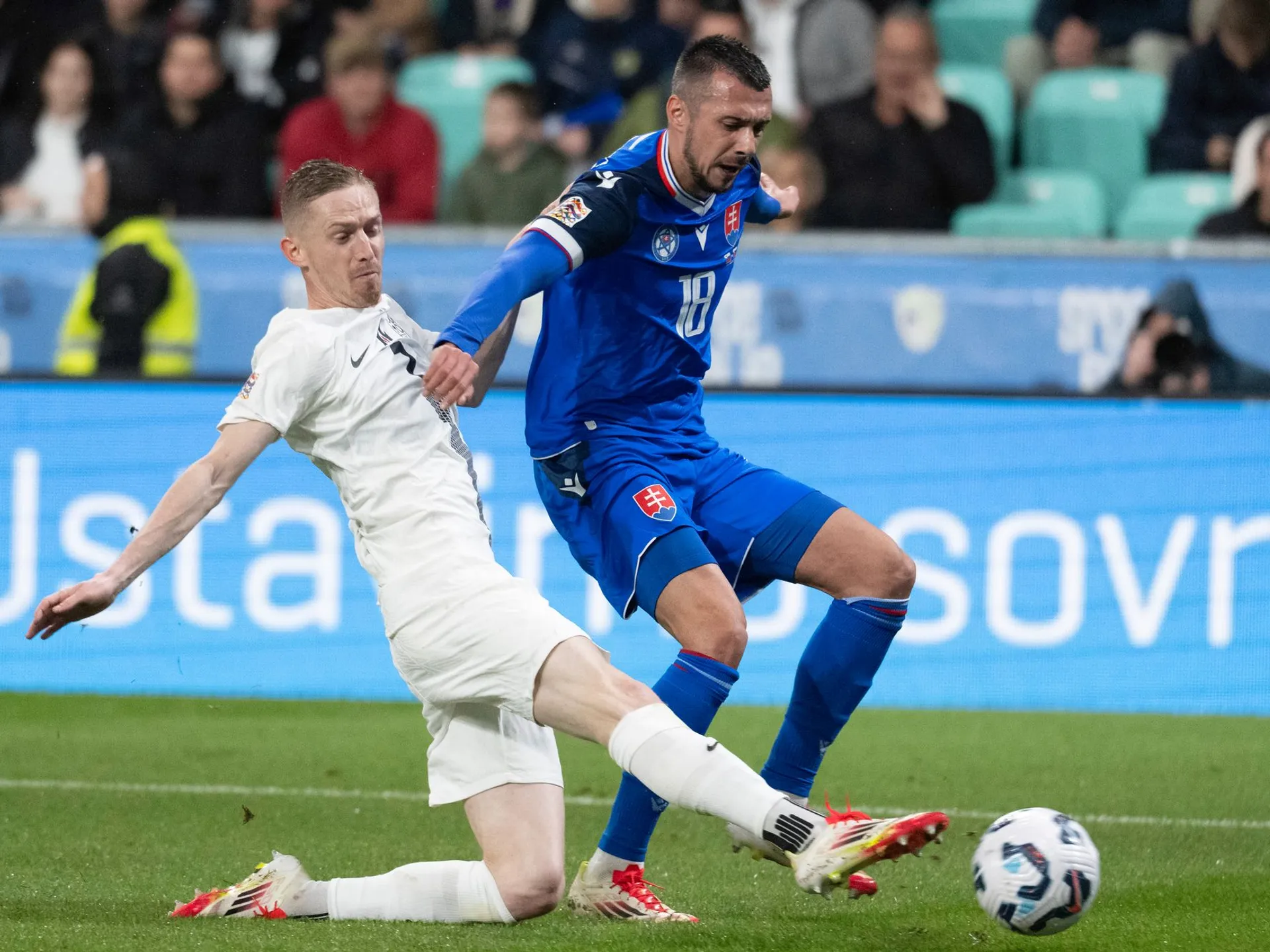 Ivan Schranz v odvetnom zápase play off o postup do B-divízie Ligy národov Slovinsko - Slovensko v Ľubľane v nedeľu 23. marca 2025.