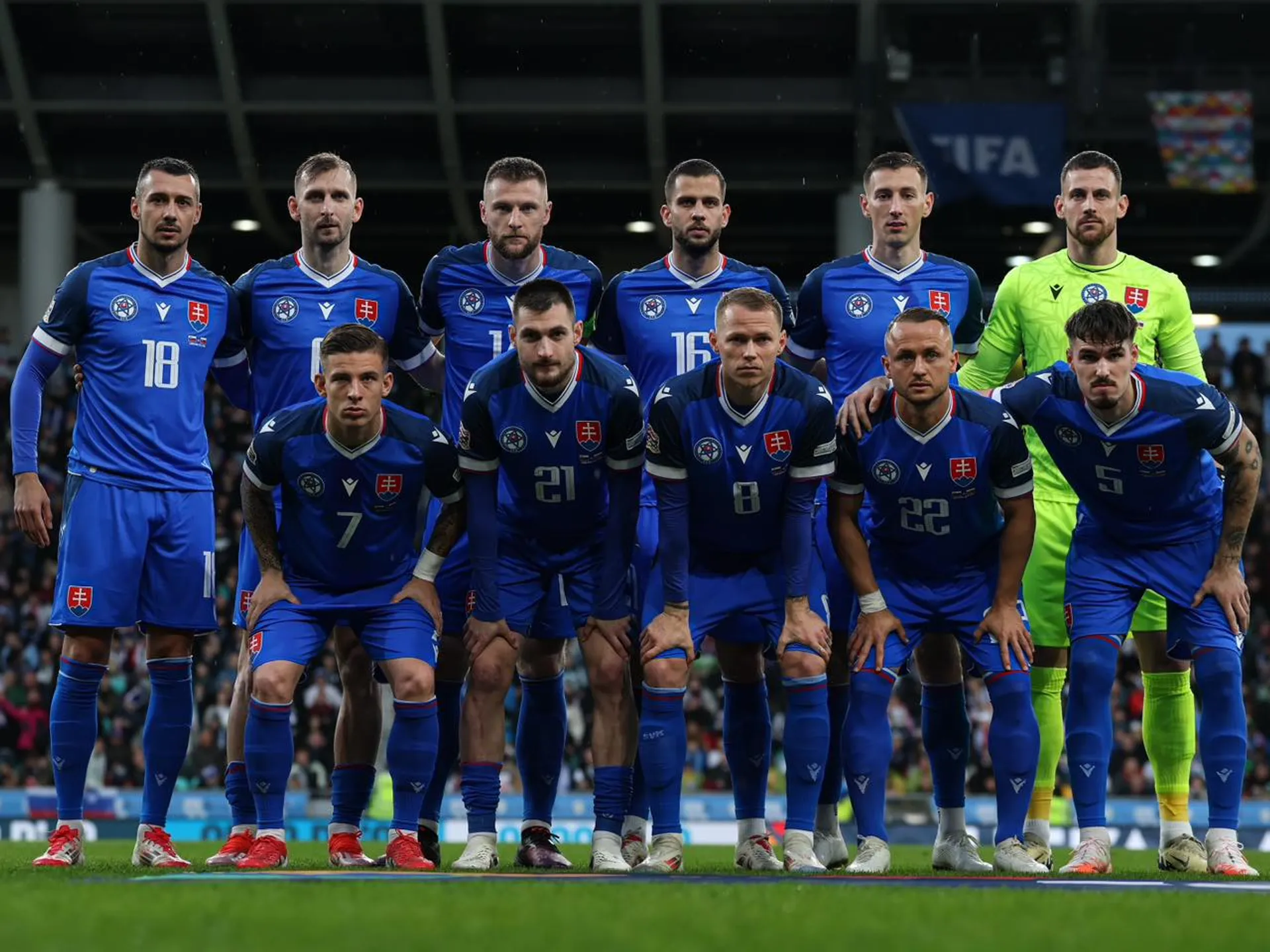Slovenskí futbalisti v odvetnom zápase play off o postup do B-divízie Ligy národov Slovinsko - Slovensko v Ľubľane v nedeľu 23. marca 2025.