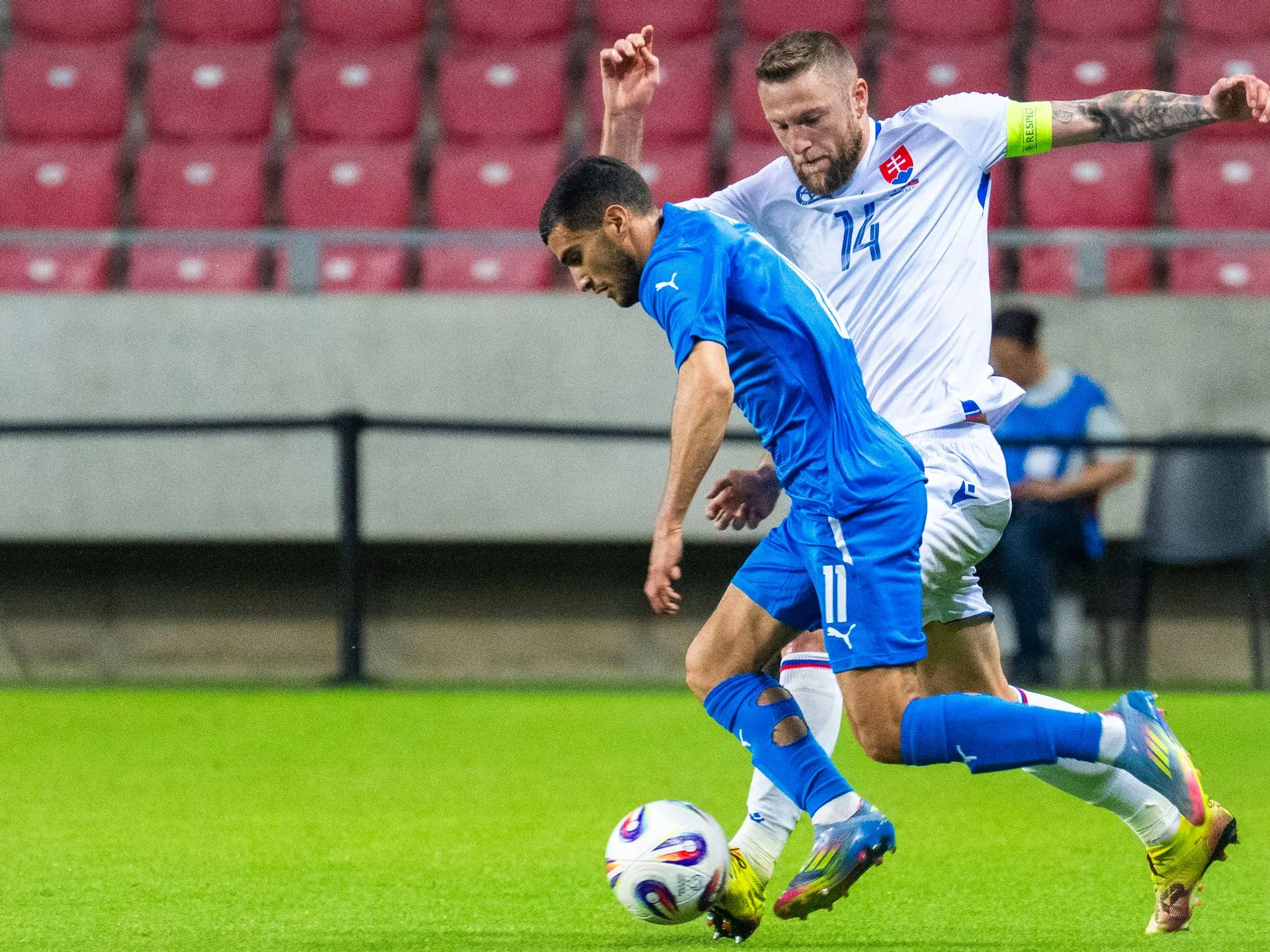 Prípravný zápas Izrael – Slovensko v maďarskom Debrecíne 10. Júna 2025. Na snímke Milan Škriniar.