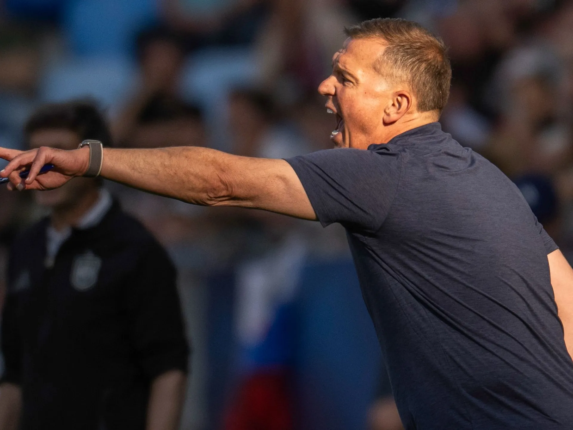 Na snímke tréner futbalistov Slovenska U21 Jaroslav Kentoš počas zápasu základnej A-skupiny Slovensko - Španielsko na majstrovstvách Európy hráčov do 21 rokov v Bratislave v stredu 11. júna 2025.