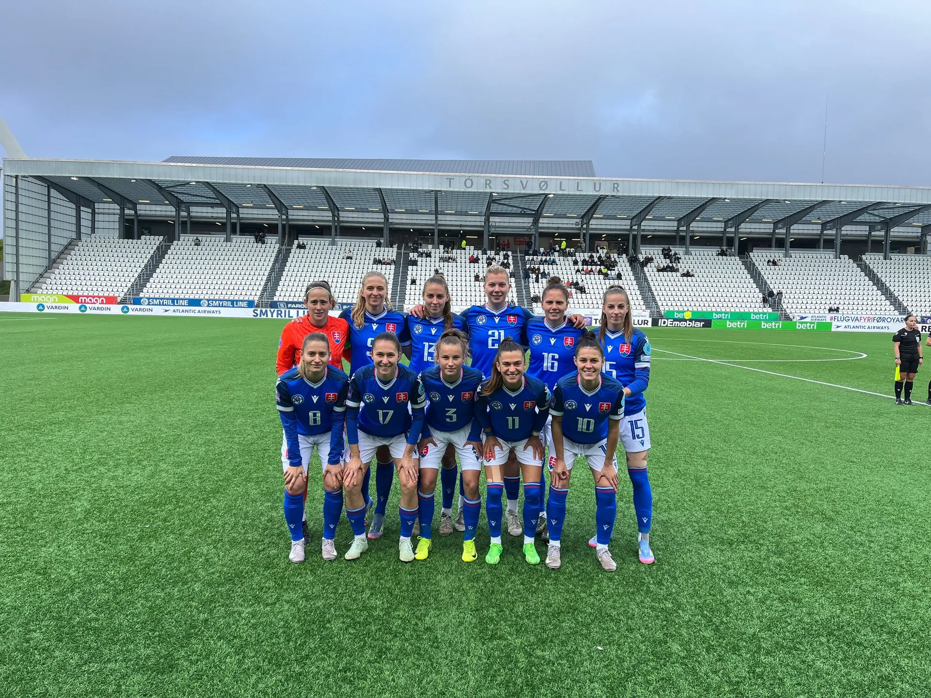 Slovenské reprezentantky pred zápasom s Faerskými ostrovmi.