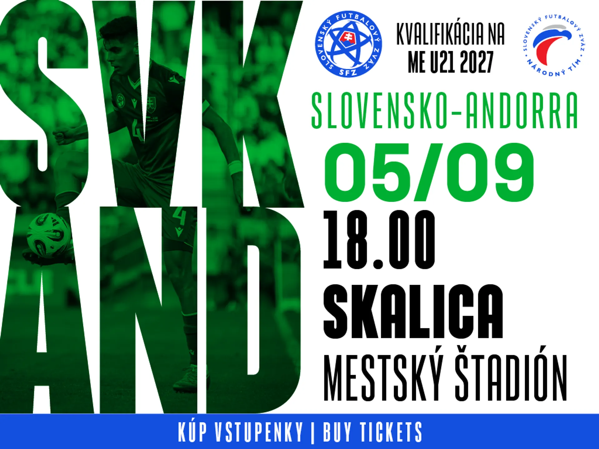 U21 – Vstupenky na zápas proti Andorre v Skalici v predaji online aj v pokladni