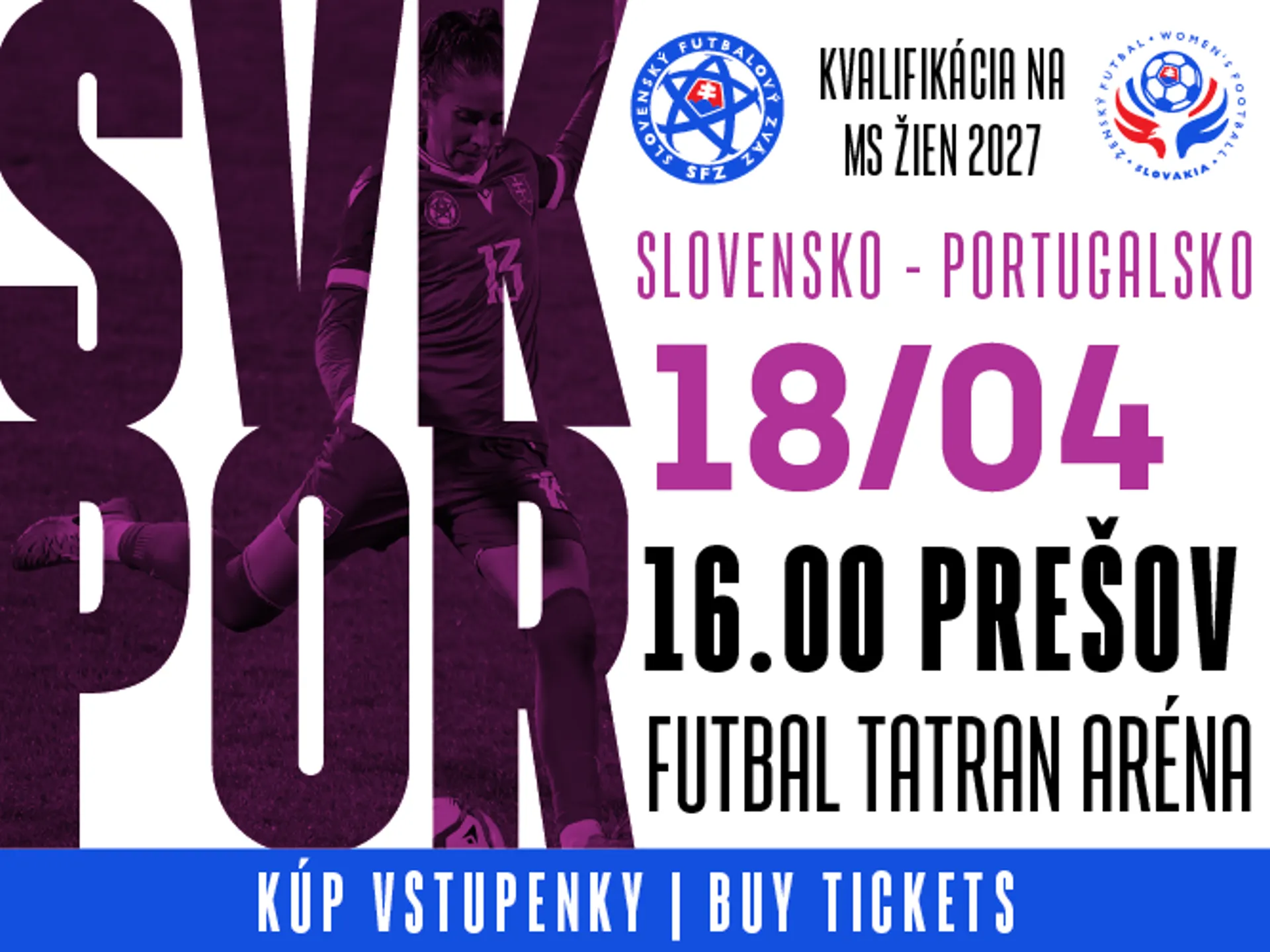 ŽENY A - Vstupenky na zápas kvalifikácie MS s Portugalskom v predaji online