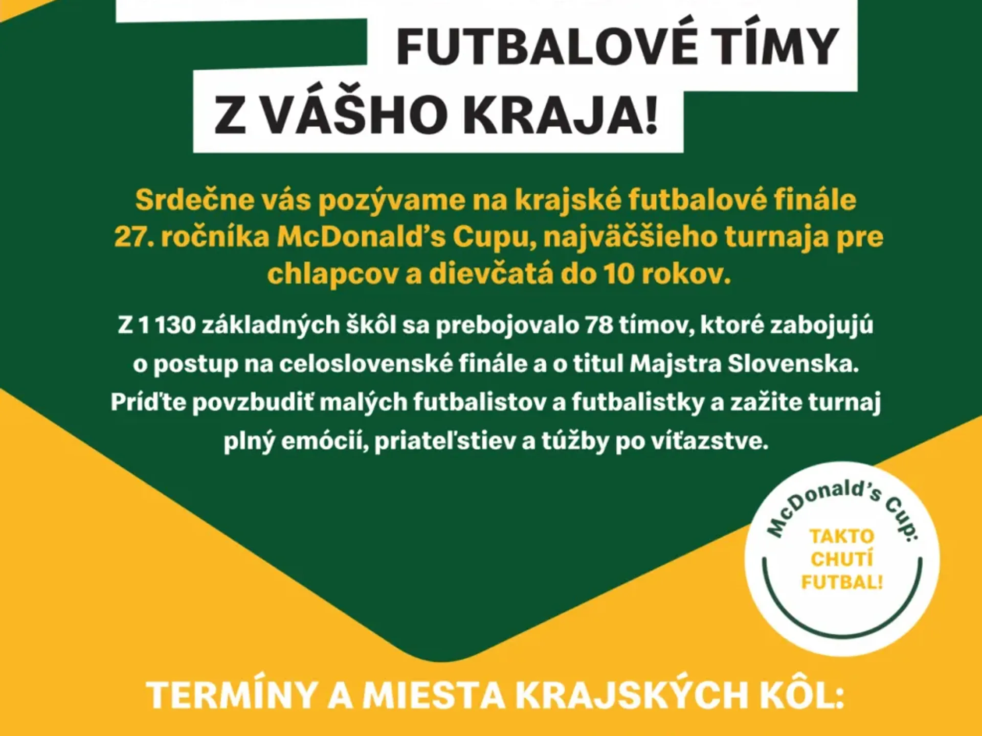 McDONALD’S CUP 2025/26  – Najlepší z okresov hrajú o finále