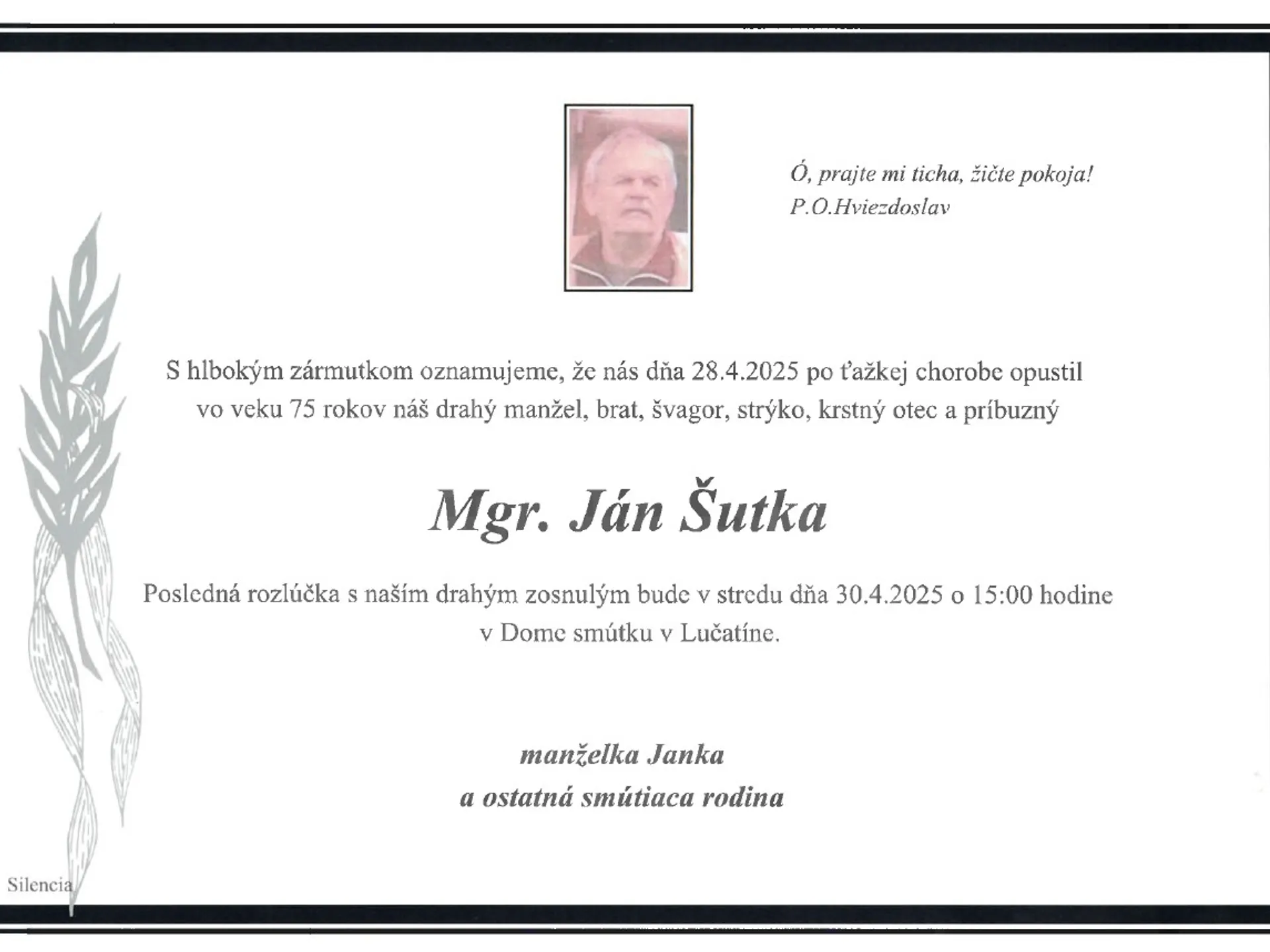 Smútočné oznámenie