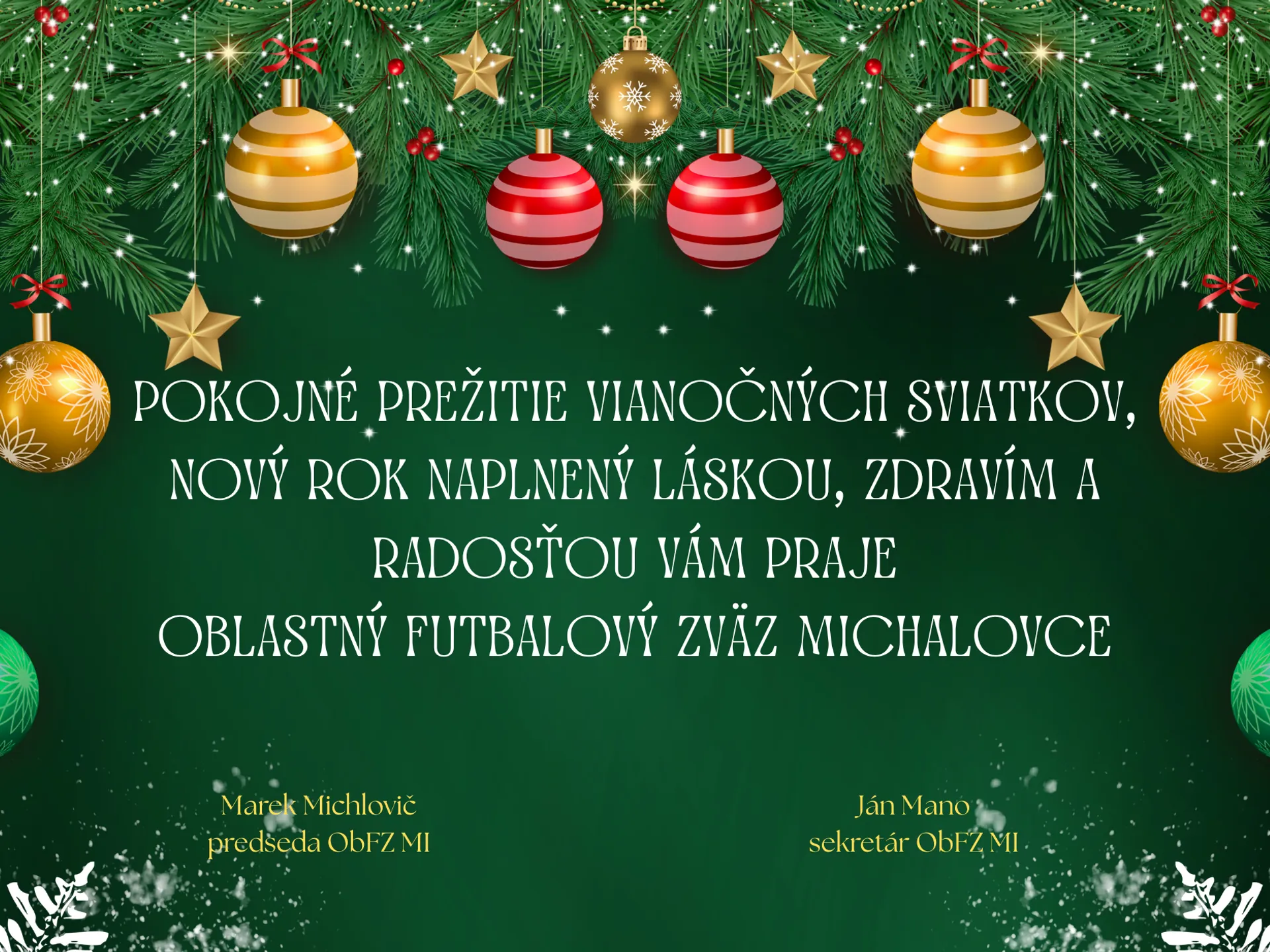 Šťastné a veselé Vianoce a pokojný rok 2026
