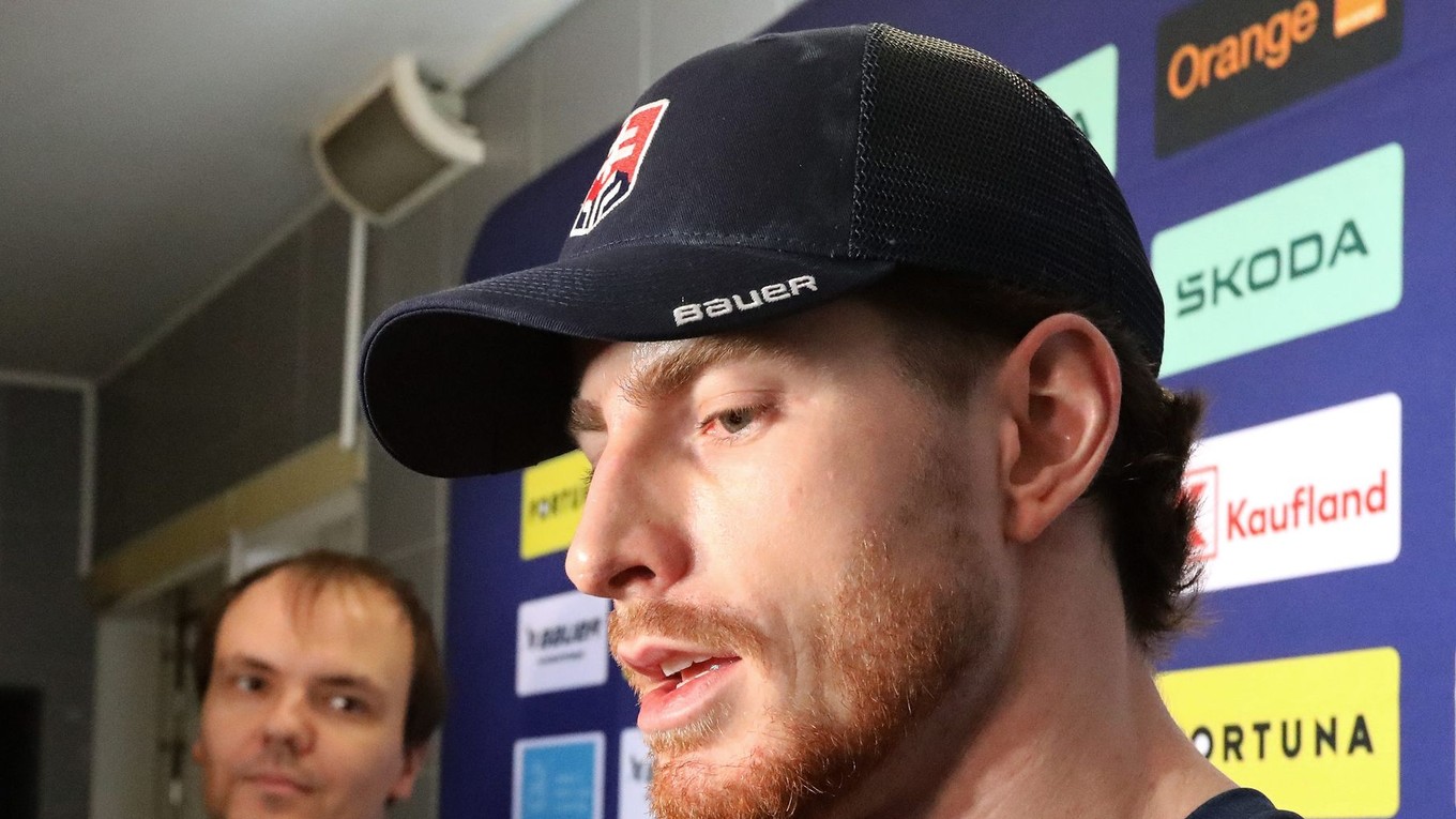 Peter Cehlárik počas mediálneho programu slovenskej hokejovej reprezentácie.