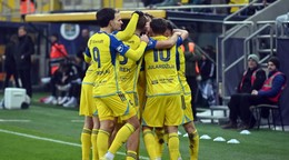 Radosť hráčov FC Košice po strelení gólu v zápase 19. kola futbalovej Niké ligy FC Košice - MFK Skalica.