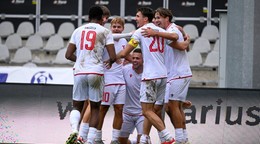 Radosť hráčov trenčianskeho béčka.