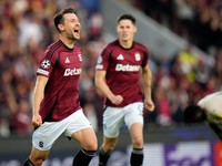 Sparta's Kaan Kairinen celebrates after scoring the opening goal during the Champions League opening phase soccer match between Sparta Prague and Salzburg in Prague, Czech Republic, Wednesday, Sept. 18, 2024. (AP Photo/Petr David Josek)