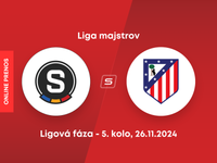 AC Sparta Praha - Atlético Madrid: ONLINE prenos zo zápasu 5. kola ligovej fázy Ligy majstrov.