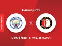 Manchester City - Feyenoord Rotterdam: ONLINE prenos zo zápasu 5. kola ligovej fázy Ligy majstrov.