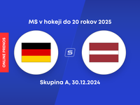 Nemecko - Lotyšsko: ONLINE prenos zo zápasu skupiny A na MS v hokeji do 20 rokov 2025.