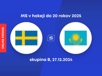 Švédsko - Kazachstan: ONLINE prenos z MS v hokeji do 20 rokov 2025.