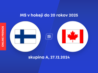 Fínsko - Kanada: ONLINE prenos z MS v hokeji do 20 rokov 2025.