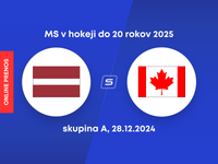 Lotyšsko - Kanada: ONLINE prenos z MS v hokeji do 20 rokov 2025.