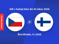 Česko - Fínsko: ONLINE prenos zo zápasu štvrťfinále na MS v hokeji žien do 18 rokov 2025.