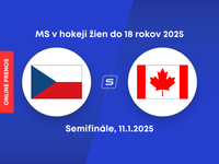 Česko - Kanada: ONLINE prenos zo semifinálového zápasu na MS v hokeji žien do 18 rokov 2025.