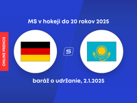 Nemecko - Kazachstan: ONLINE prenos zo zápasu MS v hokeji do 20 rokov 2025.