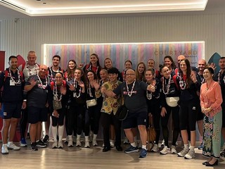 Tím Slovenska po príchode do dejiska MS vo volejbale žien 2025.