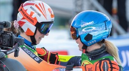Petra Vlhová a jej rivalka Mikaela Shiffrinová.
