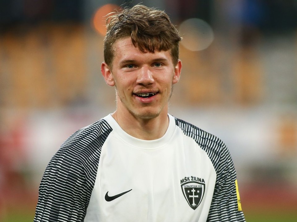 Brankár Samuel Belaník v drese MŠK Žilina.