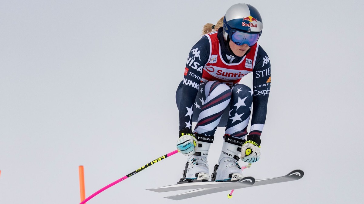 Lindsey Vonnová počas zjazdu v Sankt Moritzi.