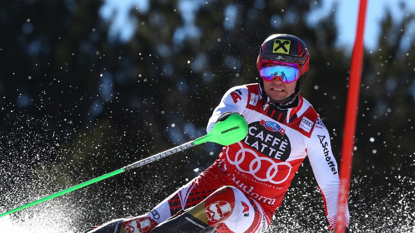 Marcel Hirscher v 1. kole slalomu v andorrskom Soldeu v roku 2019.