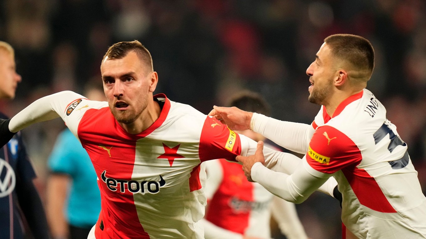 Futbalisti Slavie Praha.