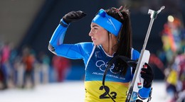 Dorothea Wiererová v cieli po pretekoch na ZOH 2026.