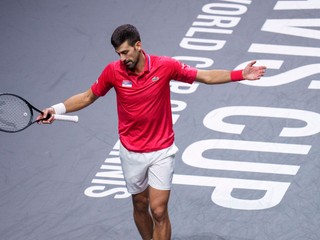 Novak Djokovič v zápase Davisovho pohára. 