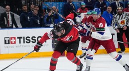 Fotka zo zápasu Kanada - Česko na MS v hokeji 2024.
